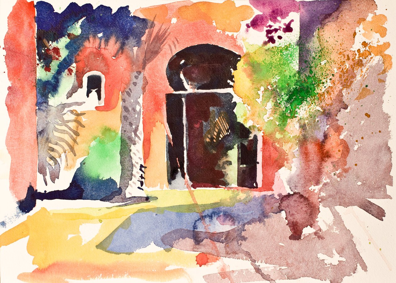Tribunal e porta, 2016 (aguarela) de Simon Fletcher