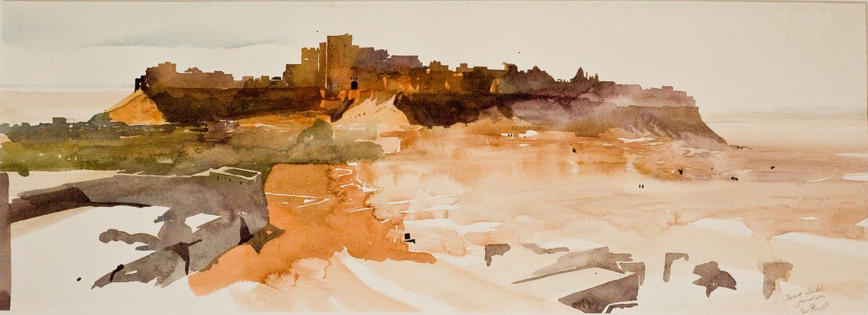 Cidadela do Deserto, Jaiselmer (aguarela sobre papel) de Simon Fletcher