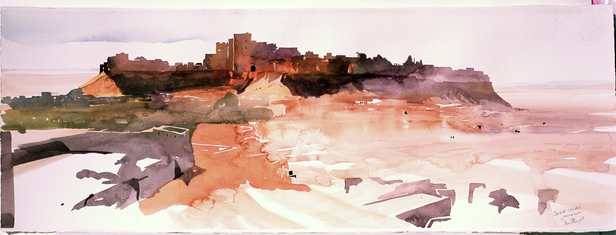Cidadela do Deserto, Jaiselmer, 2007 (aguarela sobre papel) de Simon Fletcher
