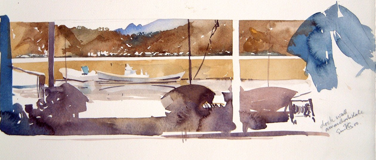 Dock Wall Amanohashidate, 2000 (aguarela) de Simon Fletcher