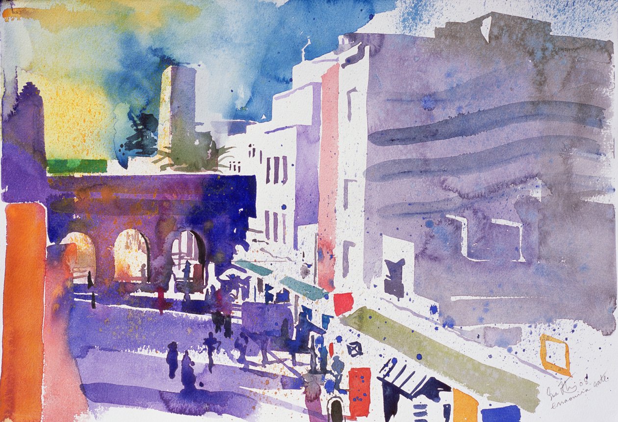 Porta de Essaouira (aguarela sobre papel) de Simon Fletcher