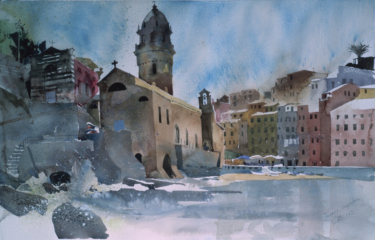 Fernazza, Cinque Terre, 2002 (aguarela sobre papel) de Simon Fletcher