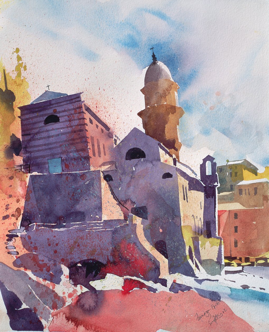 Fernazza, Porto, 2002 (aguarela sobre papel) de Simon Fletcher