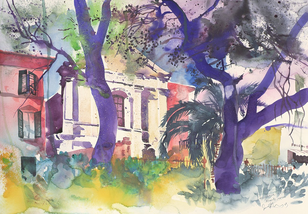 Foccaceria e Chiesa, Itália, 2003 (aguarela) de Simon Fletcher