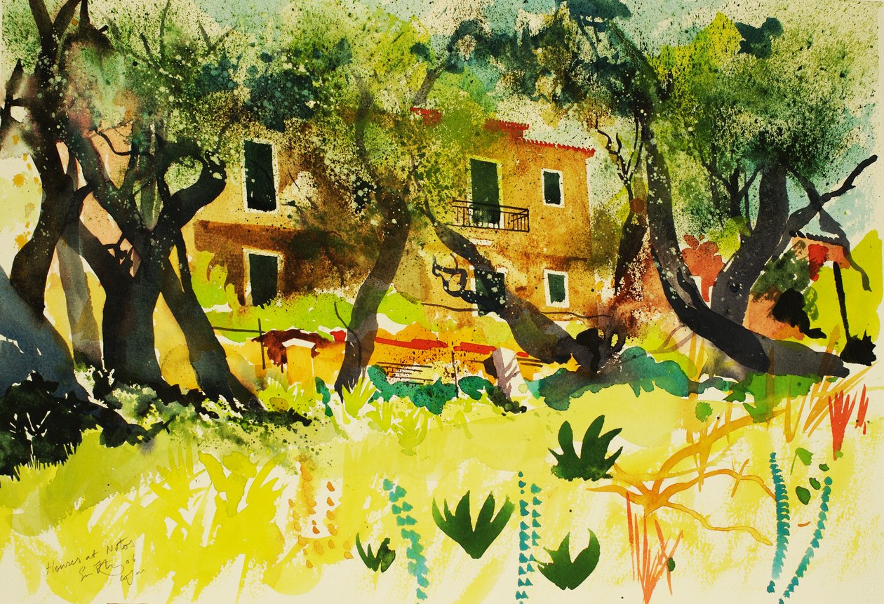 Casas em Notos, 2006 (aguarela) de Simon Fletcher