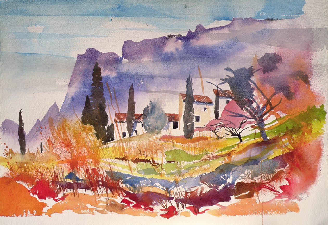 Le Caroux, França (aguarela) de Simon Fletcher