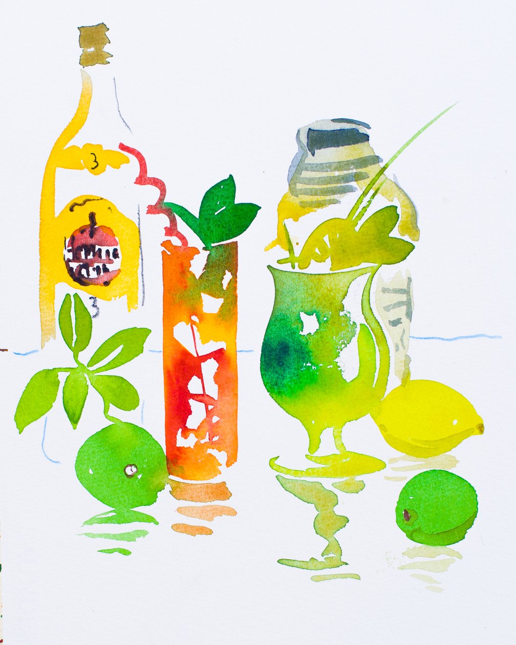 Mojito e Cuba Libre, 2016 (aguarela) de Simon Fletcher