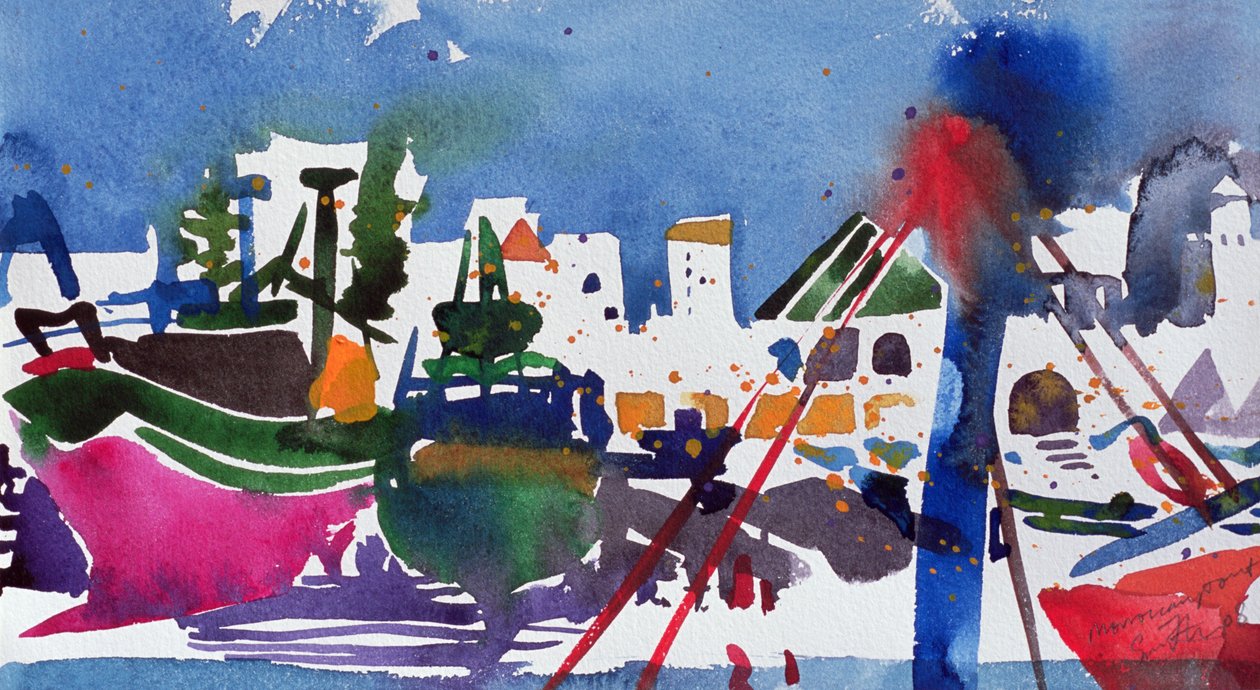 Porto de Marrocos (aguarela sobre papel) de Simon Fletcher