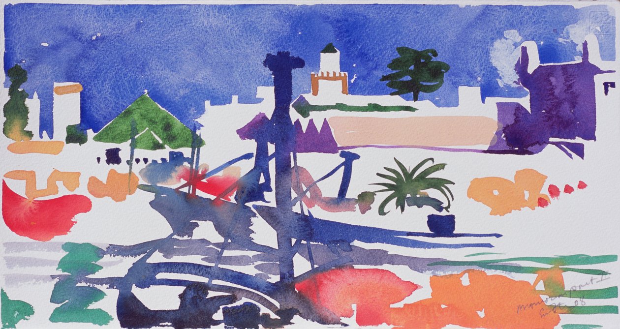 Porto Marroquino II (aguarela sobre papel) de Simon Fletcher