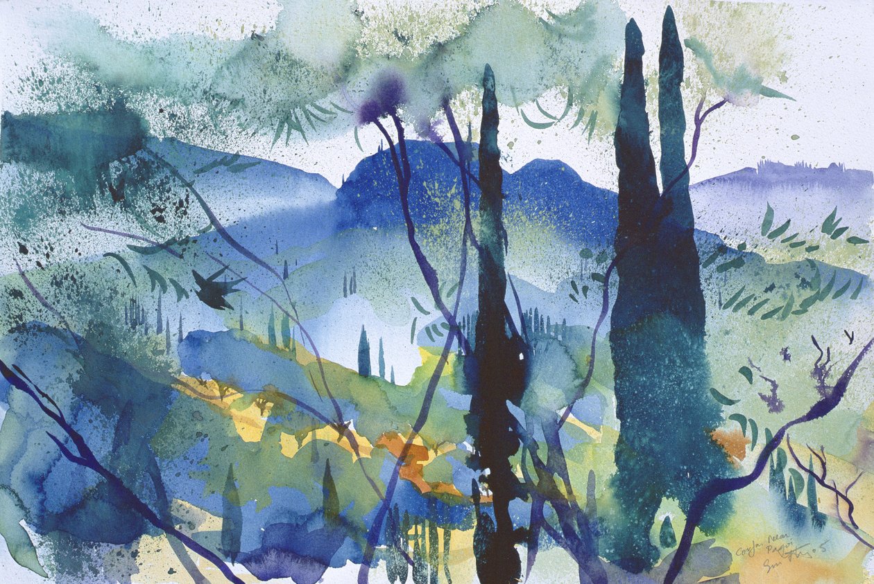 Perto de Pagoi, Corfu, 2005 (aguarela) de Simon Fletcher