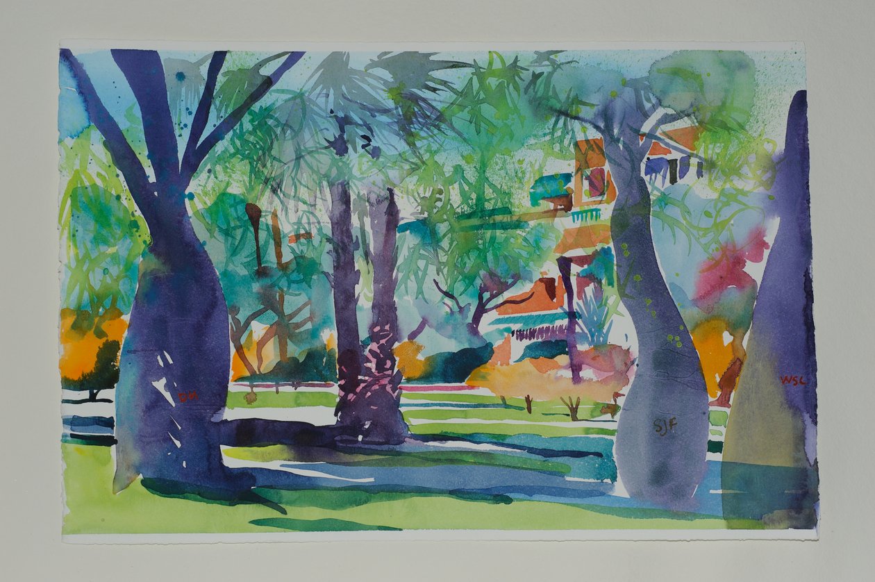 Pintores na Mamounia, 2010 (aguarela sobre papel) de Simon Fletcher