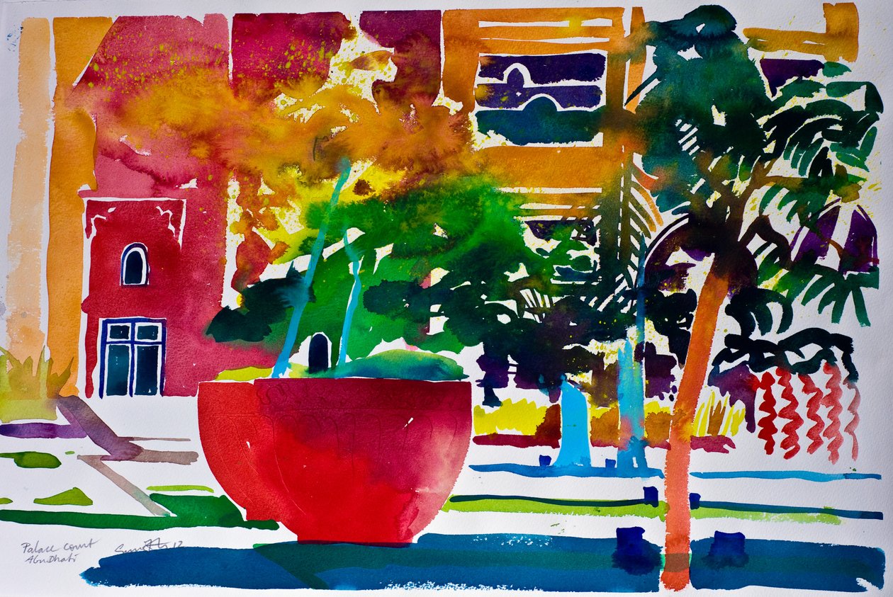 Palace Court, Abu Dhabi, 2012 (aguarela sobre papel) de Simon Fletcher