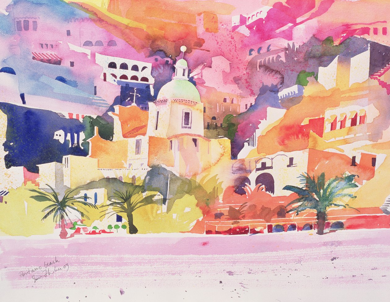 Praia de Positano, 2003 (aguarela sobre papel) de Simon Fletcher