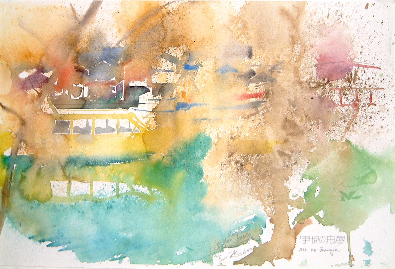 Chuva e barcos amarelos, 2000 (aguarela) de Simon Fletcher