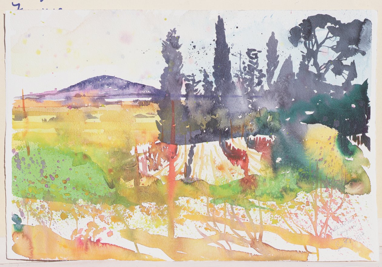 Sete, vu de Loupian, 2004 (aguarela sobre papel) de Simon Fletcher