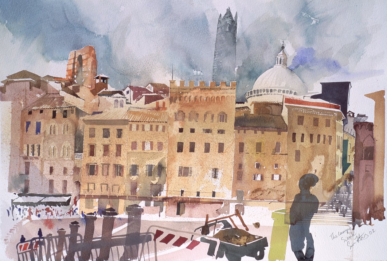 O Campo, Siena, 2002 (aguarela sobre papel) de Simon Fletcher