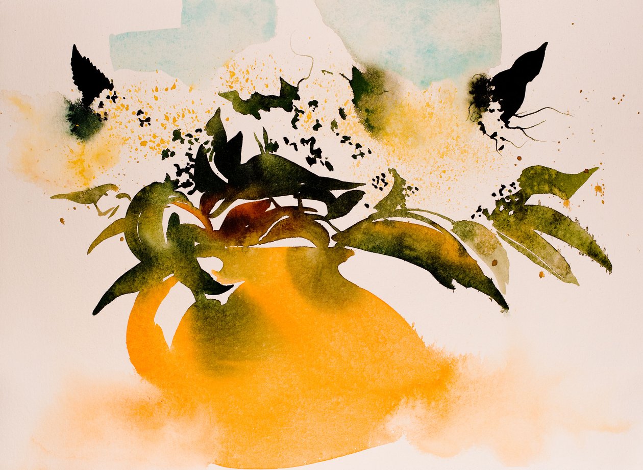O Jarro Amarelo (aguarela sobre papel) de Simon Fletcher