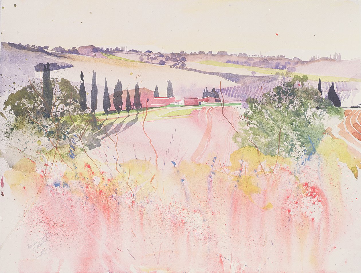 Toscana a sul de Montalcino, 2002 (aguarela) de Simon Fletcher