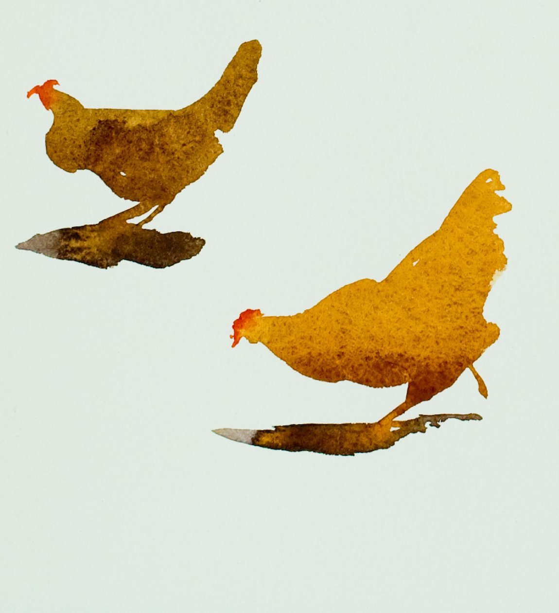 Duas galinhas, 2013(aguarela) de Simon Fletcher