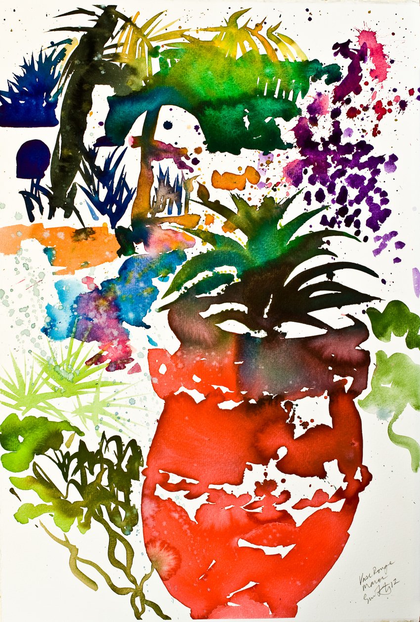 Vase rouge, Maroc 2013. aguarela de Simon Fletcher