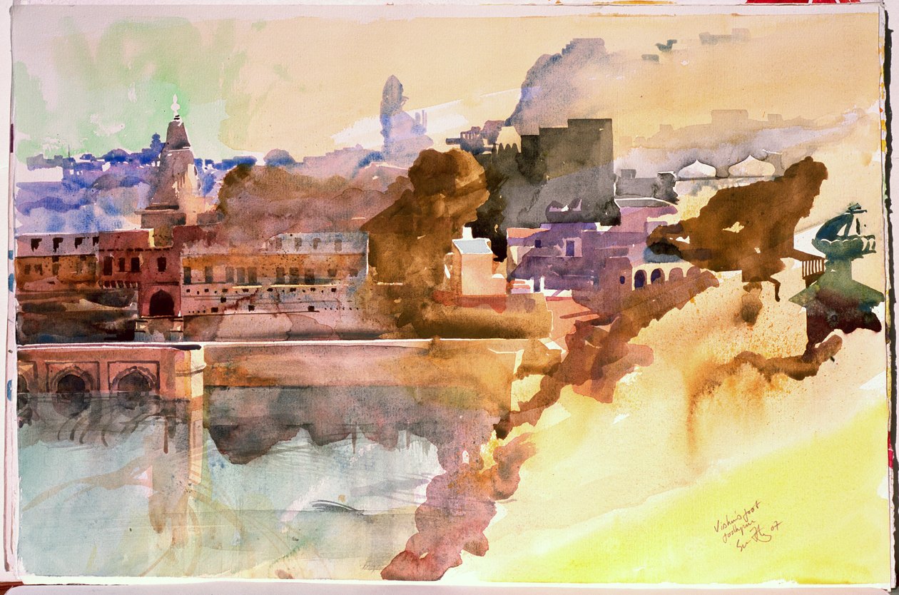 O pé de Vishnu, Jodphur, 2007 (aguarela sobre papel) de Simon Fletcher