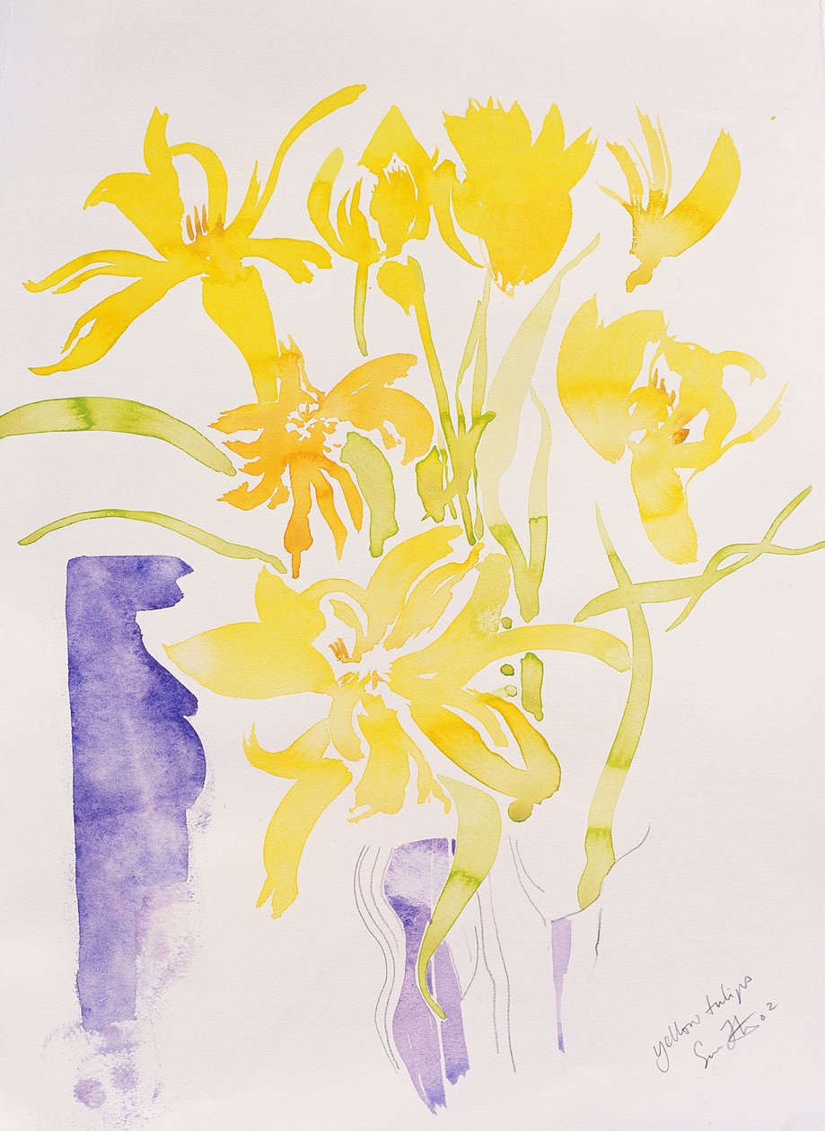 Tulipas amarelas, 2000 (aguarela) de Simon Fletcher