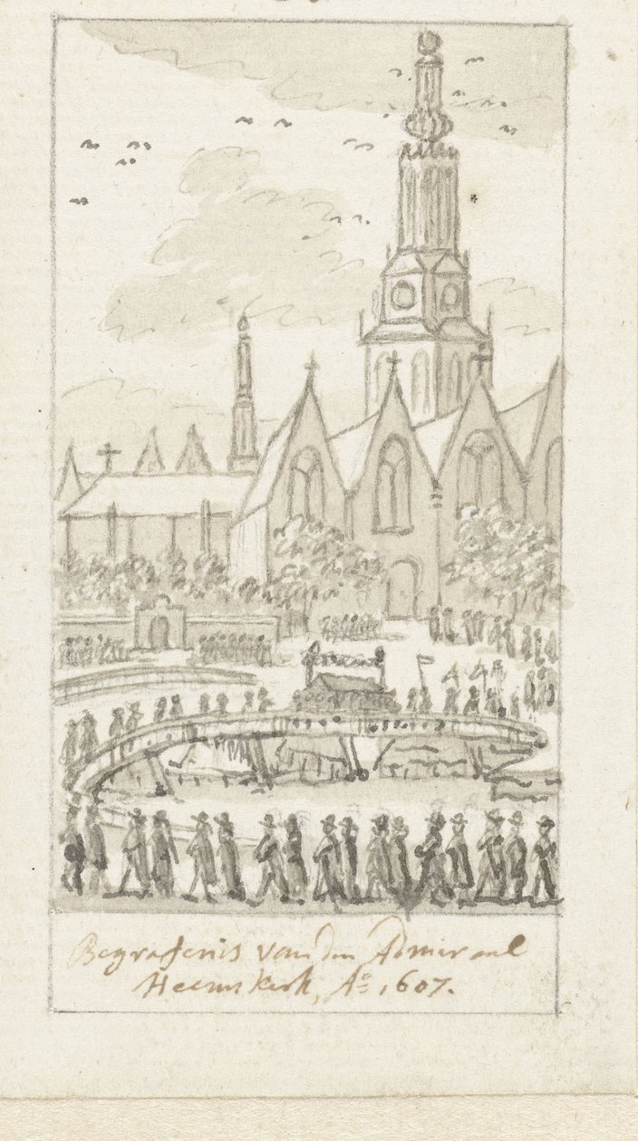 Enterro de Jacob van Heemskerck no Oude Kerk em Amsterdã, 1607 de Simon Fokke