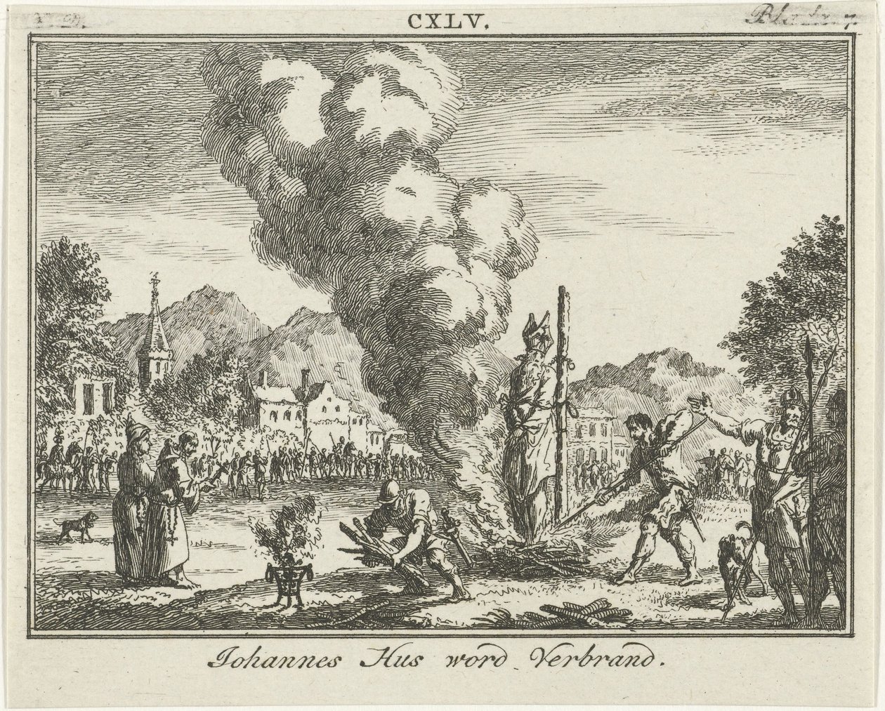 Queima de Jan Hus na fogueira, meados do século XVIII de Simon Fokke