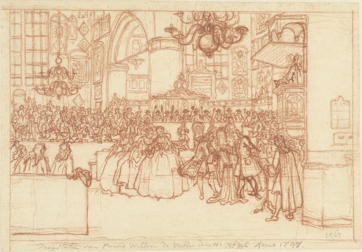 Batismo do príncipe William V, 1748 Batismo do Príncipe Willem de Vyfde 11 de abril de 1748 (título no objeto) de Simon Fokke