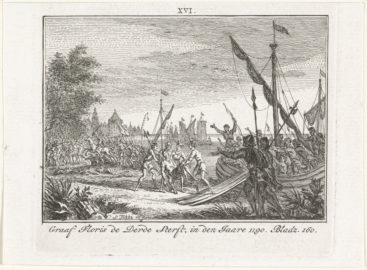 A morte de Floris III da Holanda em Antioquia, 1784 de Simon Fokke