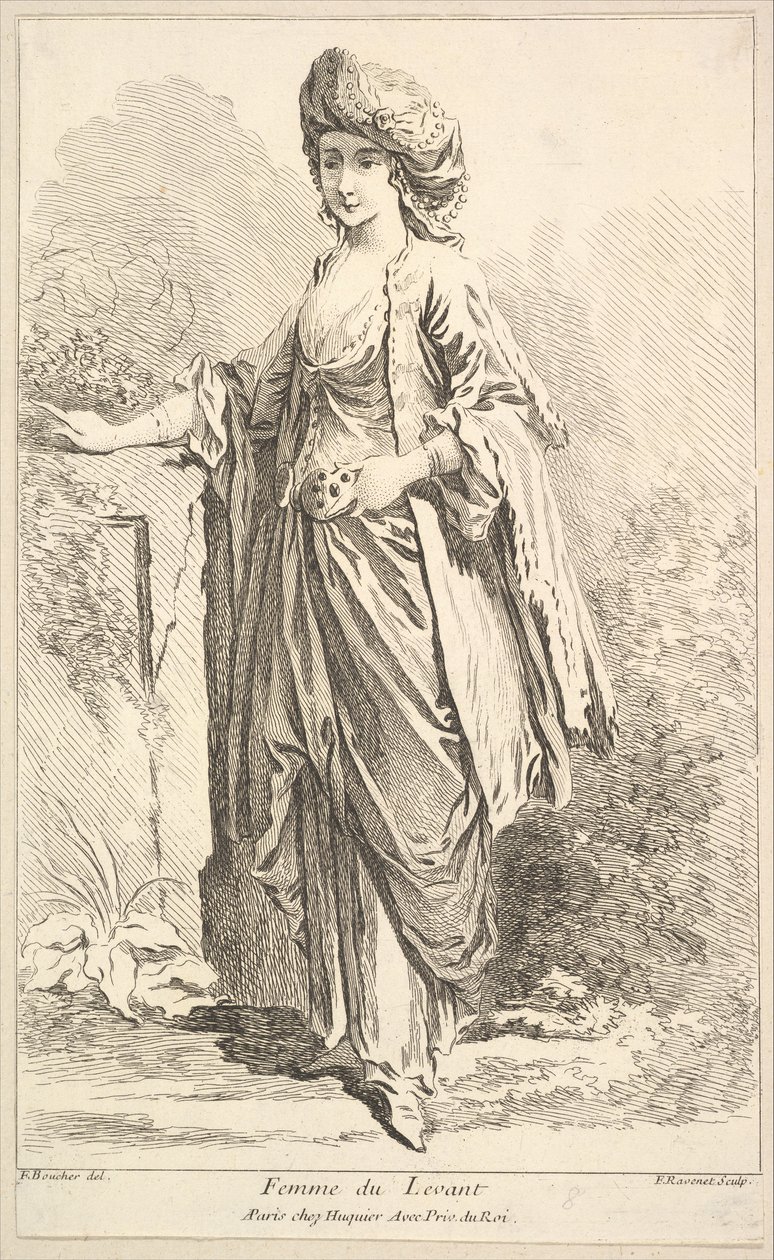 Mulher do Levante, da Colecção de várias figuras estrangeiras Inventado por F. Bouc..., séc. XVIII. de Simon Francois Ravenet
