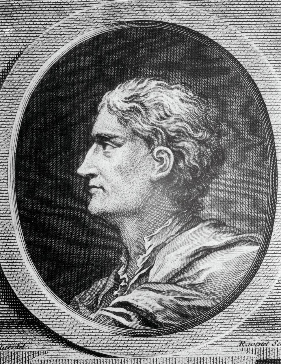Retrato de Isaac Newton (1642-1727), físico e matemático inglês, gravura de Simon Francois Ravenet (1706-1774) de Simon Francois Ravenet
