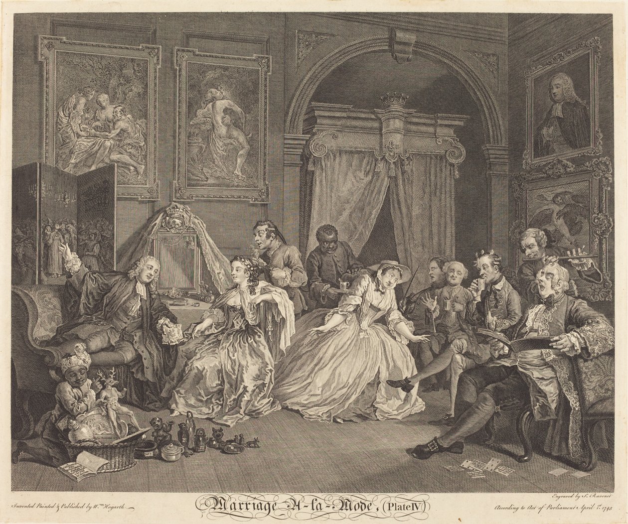 Casamento à la Mode: pl.4 de Simon Francois Ravenet I after William Hogarth