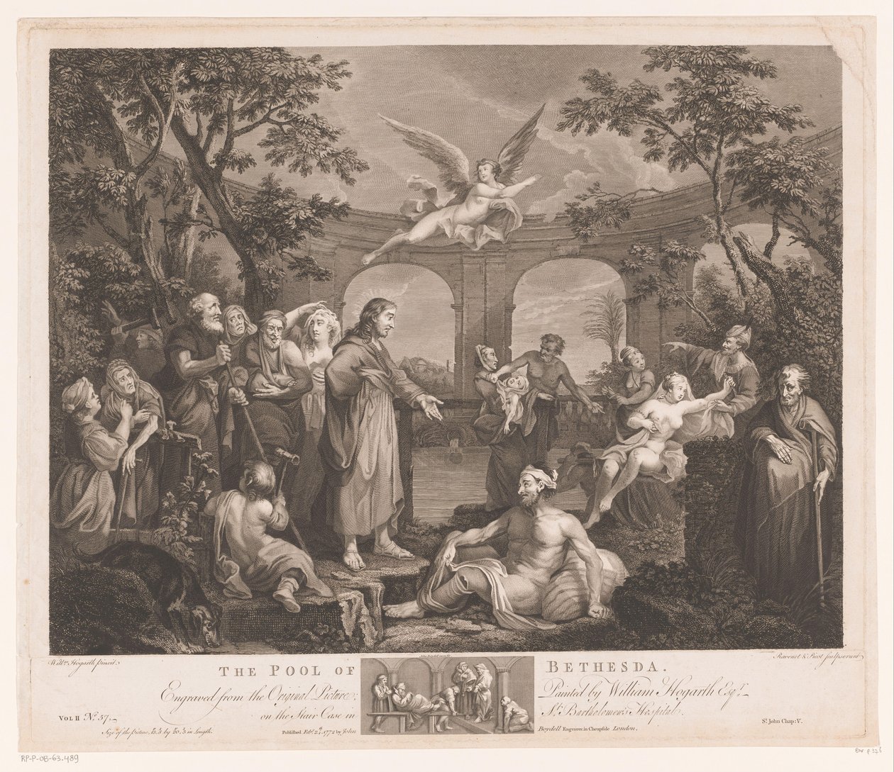 Cristo cura os doentes de Betesda A Piscina de Betesda (título no objeto) de Simon François Ravenet (le vieux)