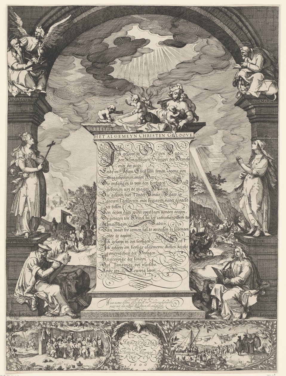 Alegoria da profesão de fé com os quatro evangelistas de Simon Frisius