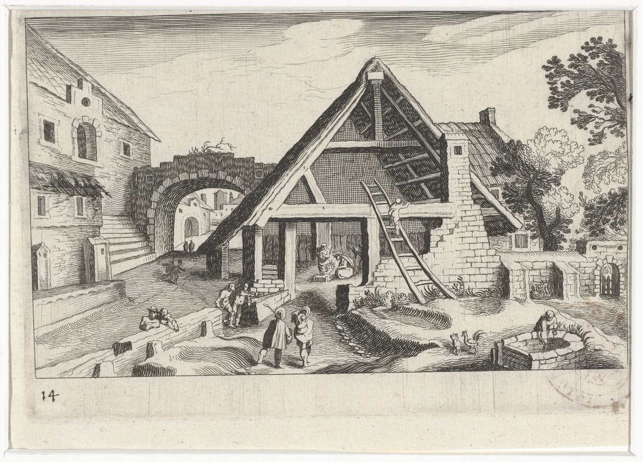 Cena da aldeia com a Sagrada Família
Paisagens do Sul da Europa (título da série)
Topographia variarum regionum (título da série) de Simon Frisius