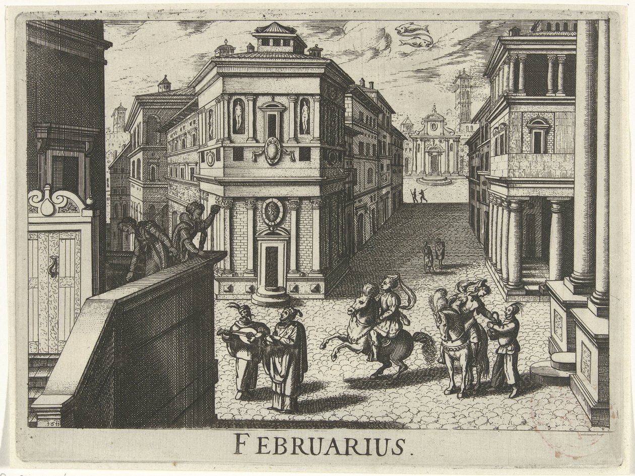 Fevereiro
Februarius (título sobre o objecto)
Doze meses (título da série) de Simon Frisius