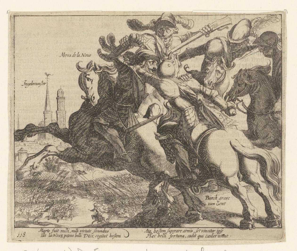François de la Noue foi feito prisioneiro durante a batalha de Ingelmunster, em 1580 de Simon Frisius