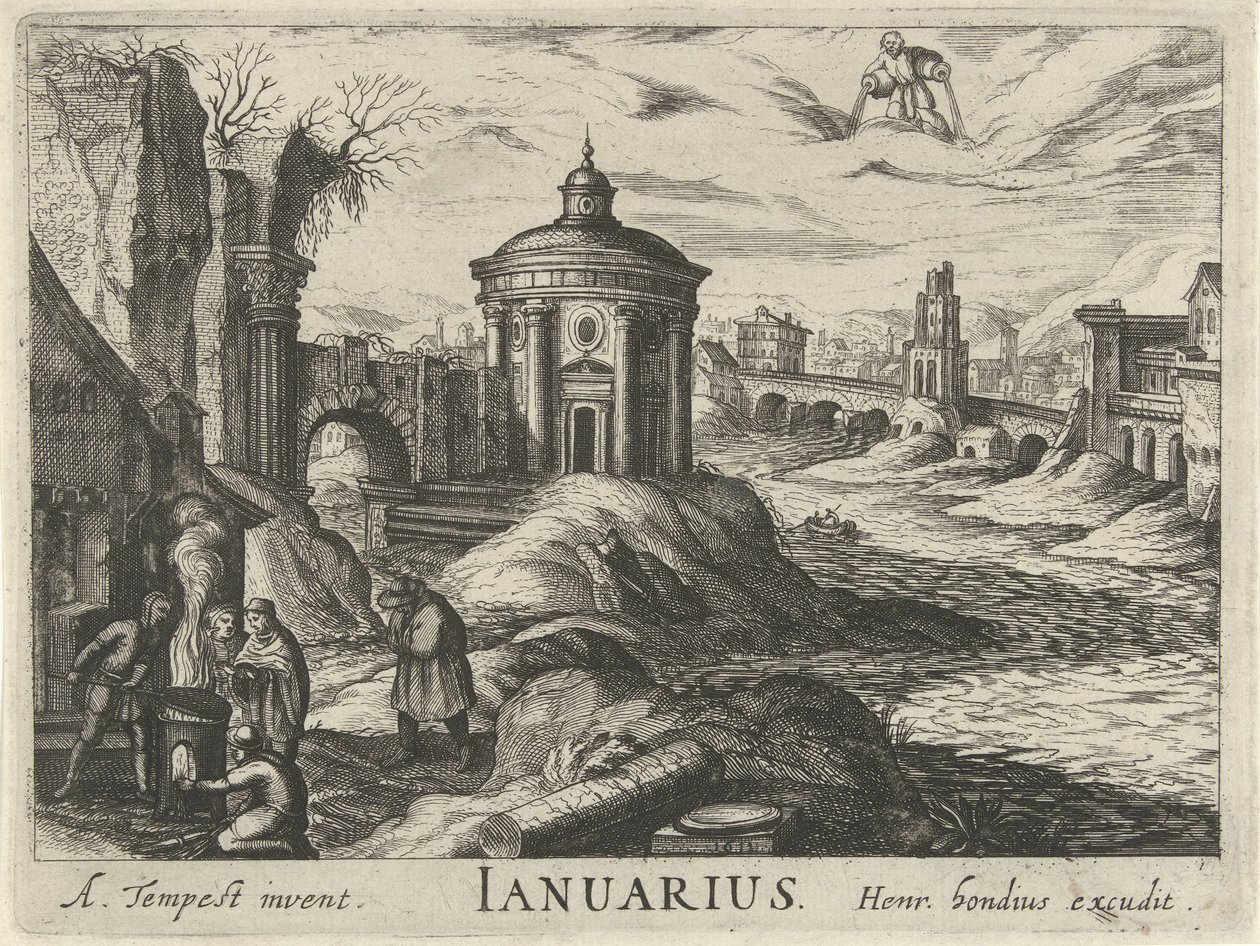 Janeiro Ianuarius (título no objeto) Doze meses (título da série) de Simon Frisius