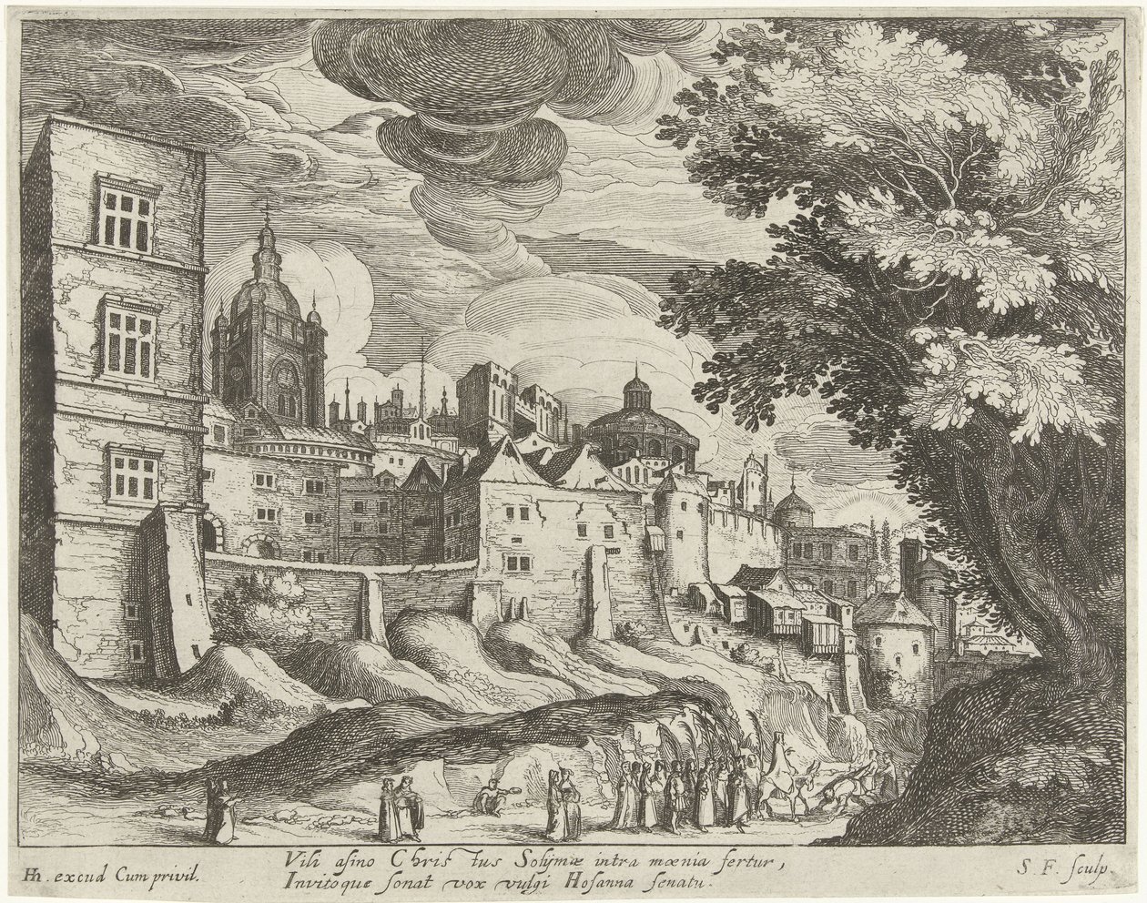 Paisagem com a entrada de Cristo em Jerusalém
Paisagens com cenas da vida de Cristo (título da série) de Simon Frisius