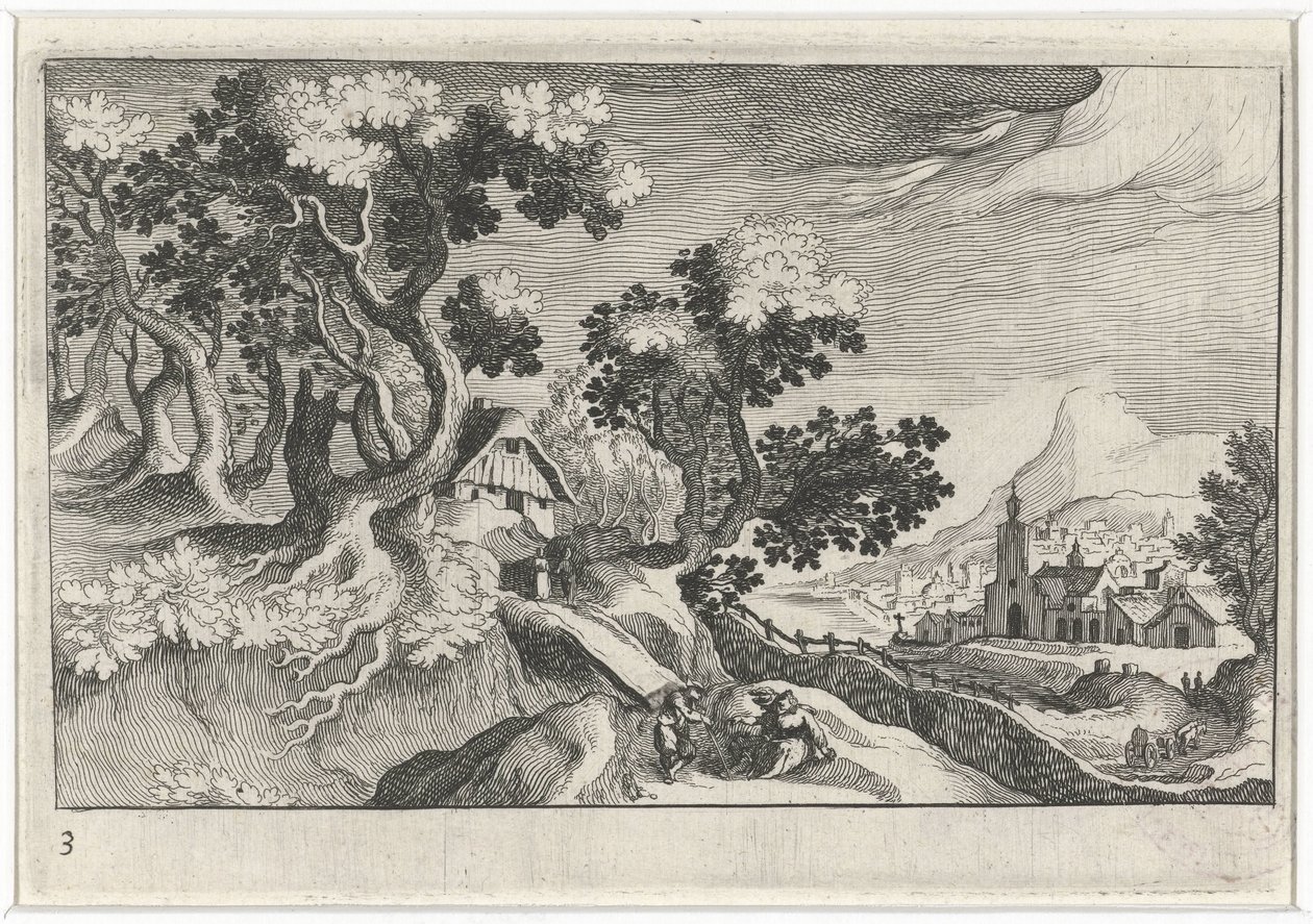Paisagem com alguns edifícios de Simon Frisius
