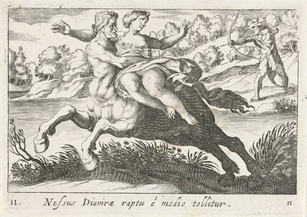 Nessus tenta raptar Deïanira de Simon Frisius