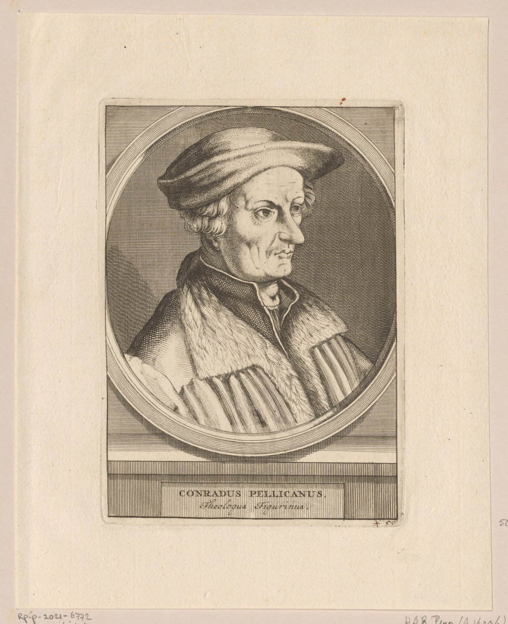 Retrato de Conrad Pellican de Simon Frisius