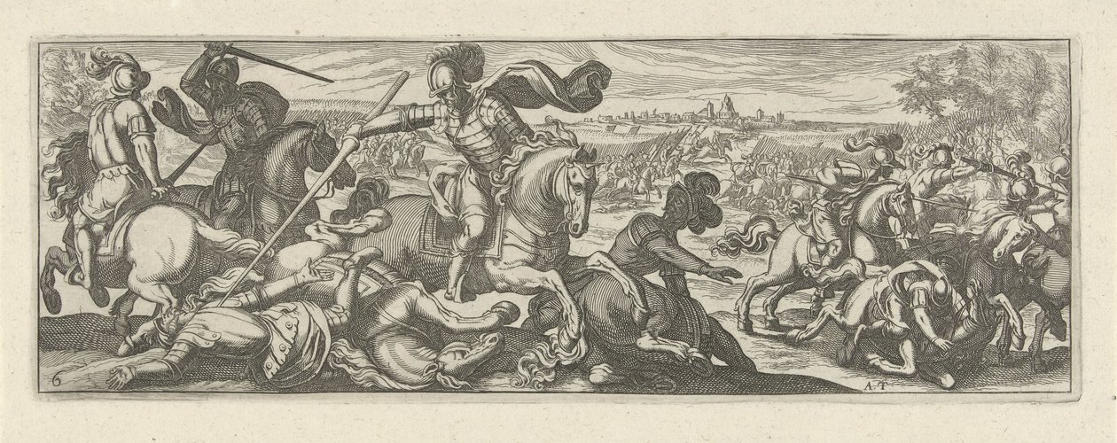Veldslag
Cavalerie (título da série)
Faecvnda qvam sit acris ingeni viris dilecta Phaebo et gratys Florentia, sit indicant pvgnae, enthea vi pectoris quas Mercuri sculpsit cliens tempestiv (título da série) de Simon Frisius