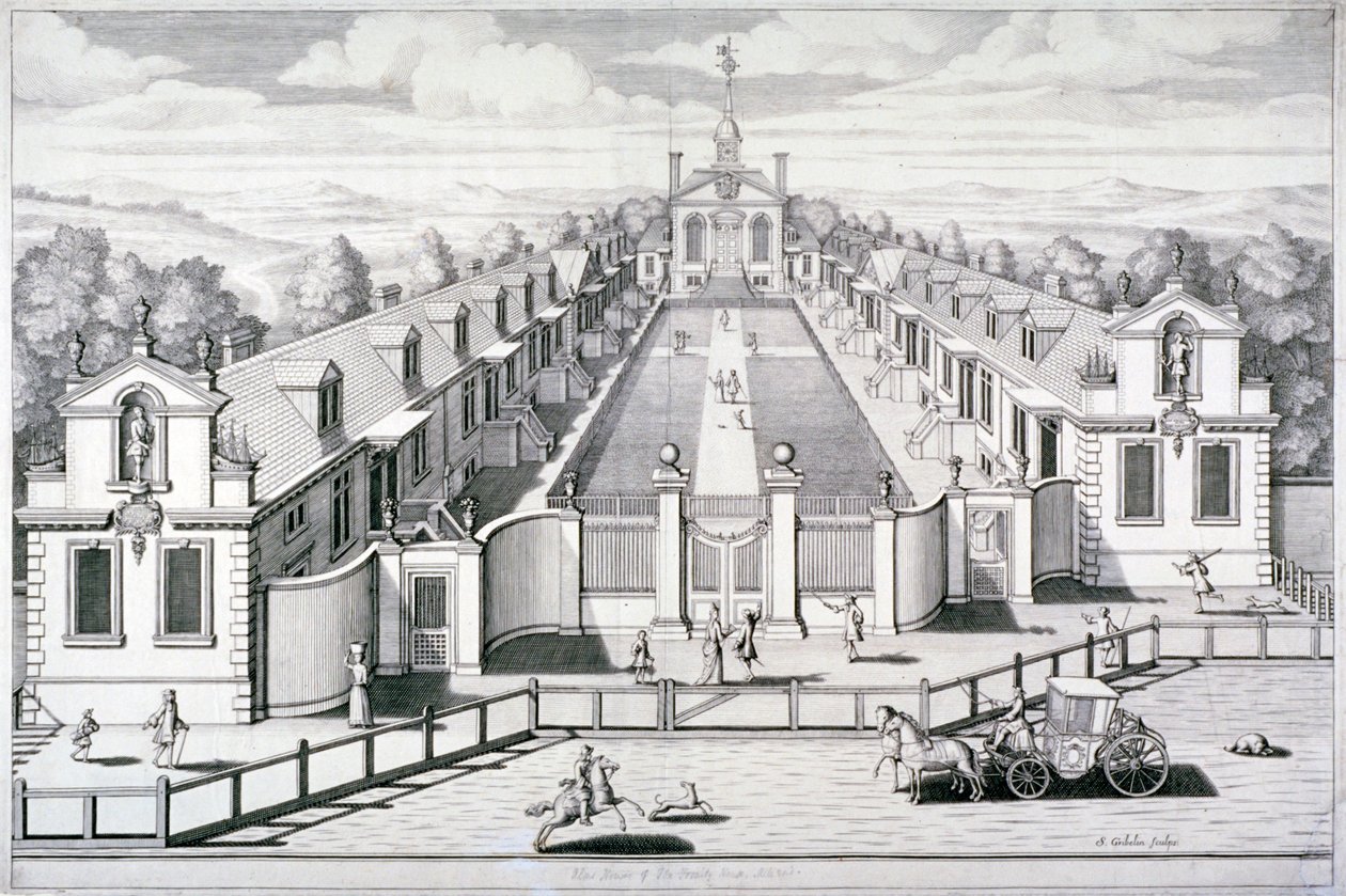 Trinity Almshouses, Mile End Road, Stepney, Londres, 1696. de Simon Gribelin