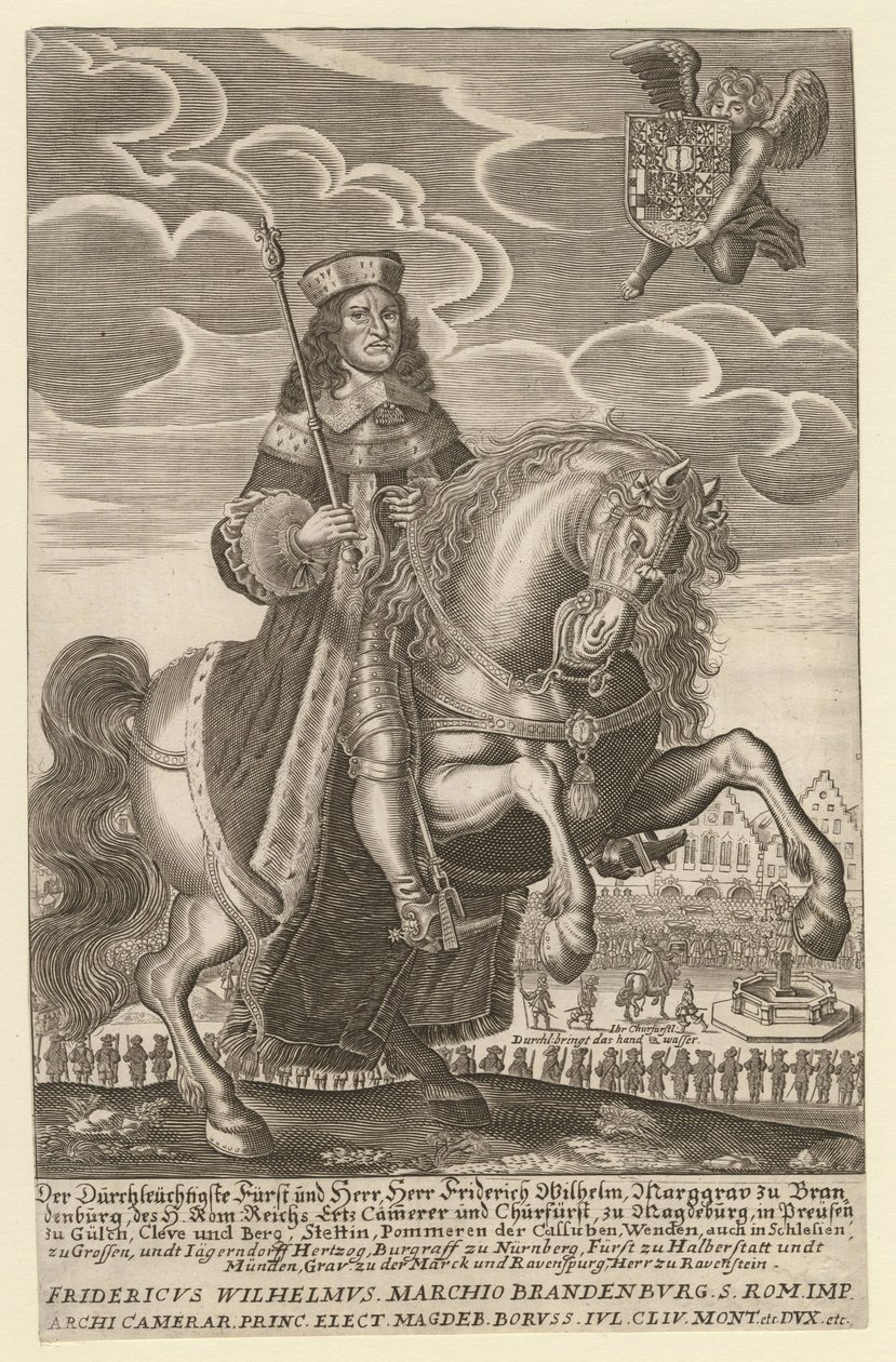 Frederic-Guillaume Ier de Brandebourg - (Frederic Guillaume) Retrato de Frederico Guilherme (1620-1688), Eleitor de Brandemburgo, Duque da Prússia - Grimm, Simão (ativo ca. 1680) - 1680 - Gravura em cobre - 29,4x18,9 - Coleção privada de Simon Grimm