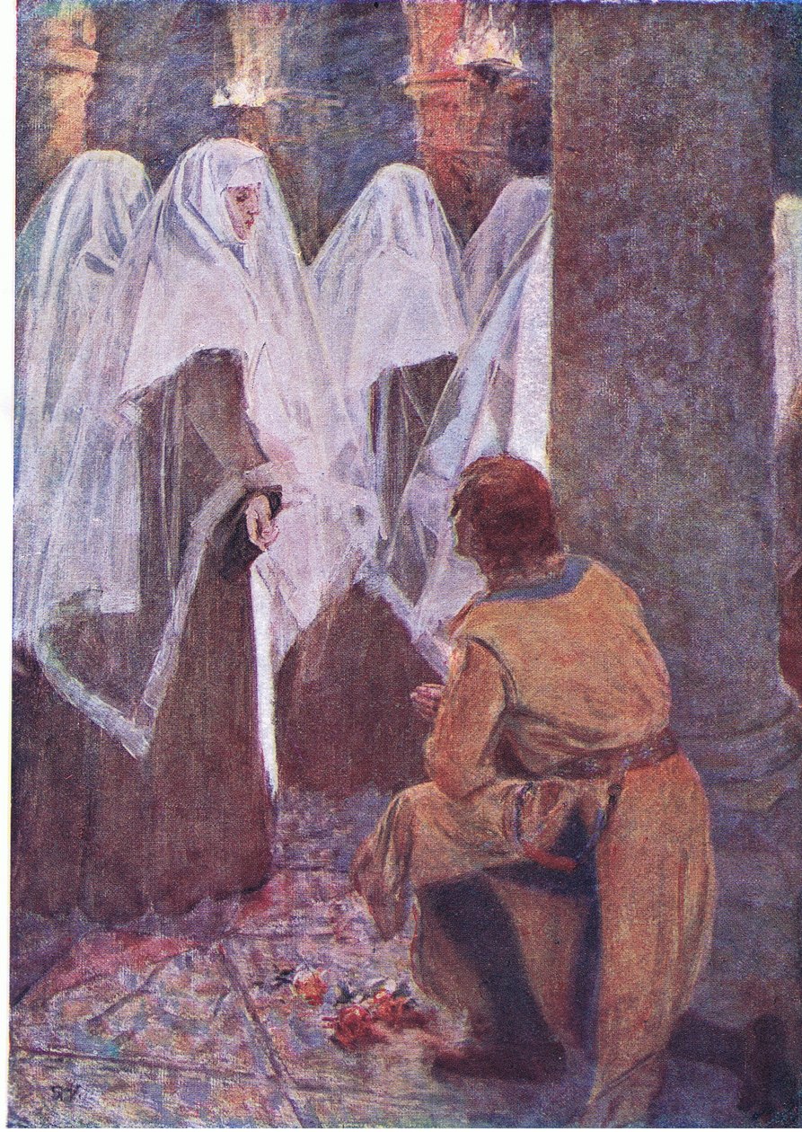 E novamente um botão de rosa estava aos pés do cavaleiro do leopardo (cor litho) de Simon Harmon Vedder