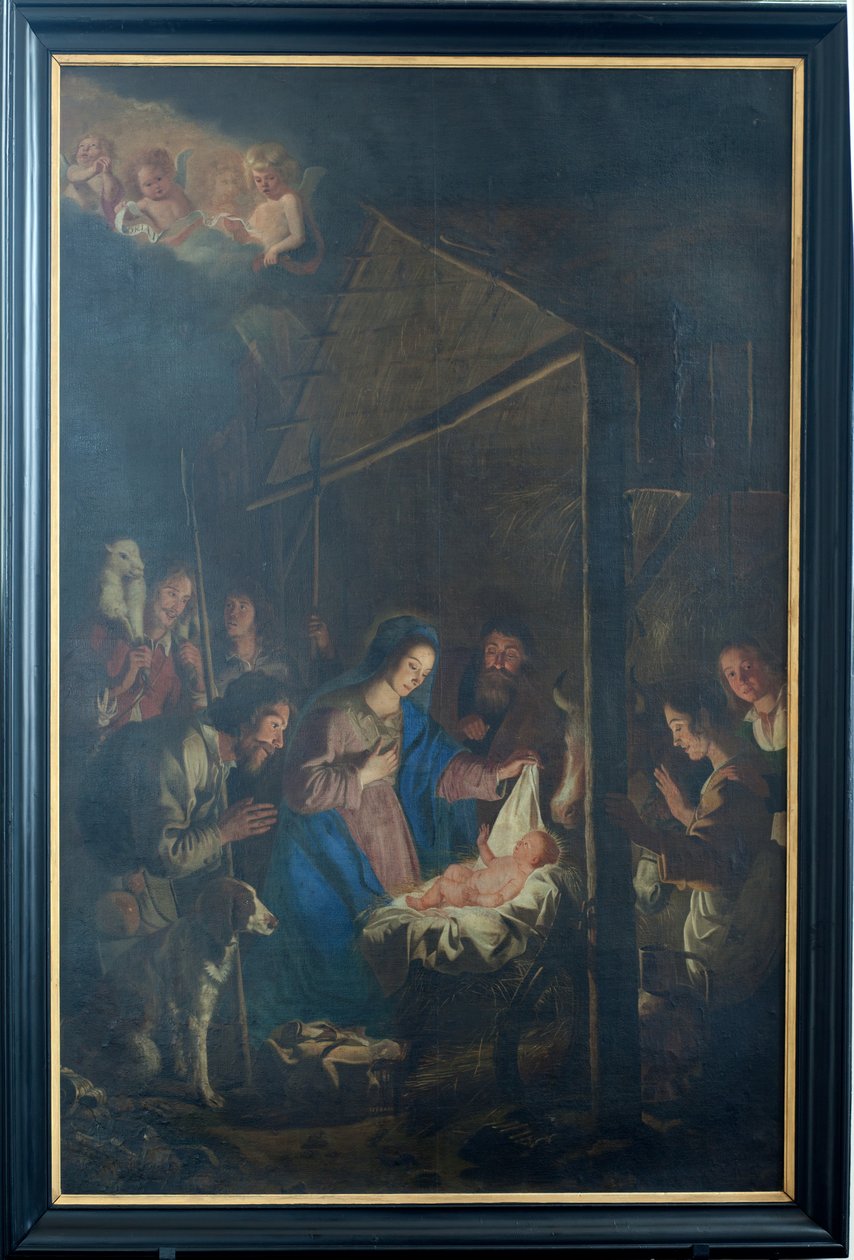 Igreja Matriz (Igreja Nossa Senhora da Ascensão). Interior. quadro. Cena de Natal. Simon DePaepe. Origem abadia Ename (?). de Simon II de Pape