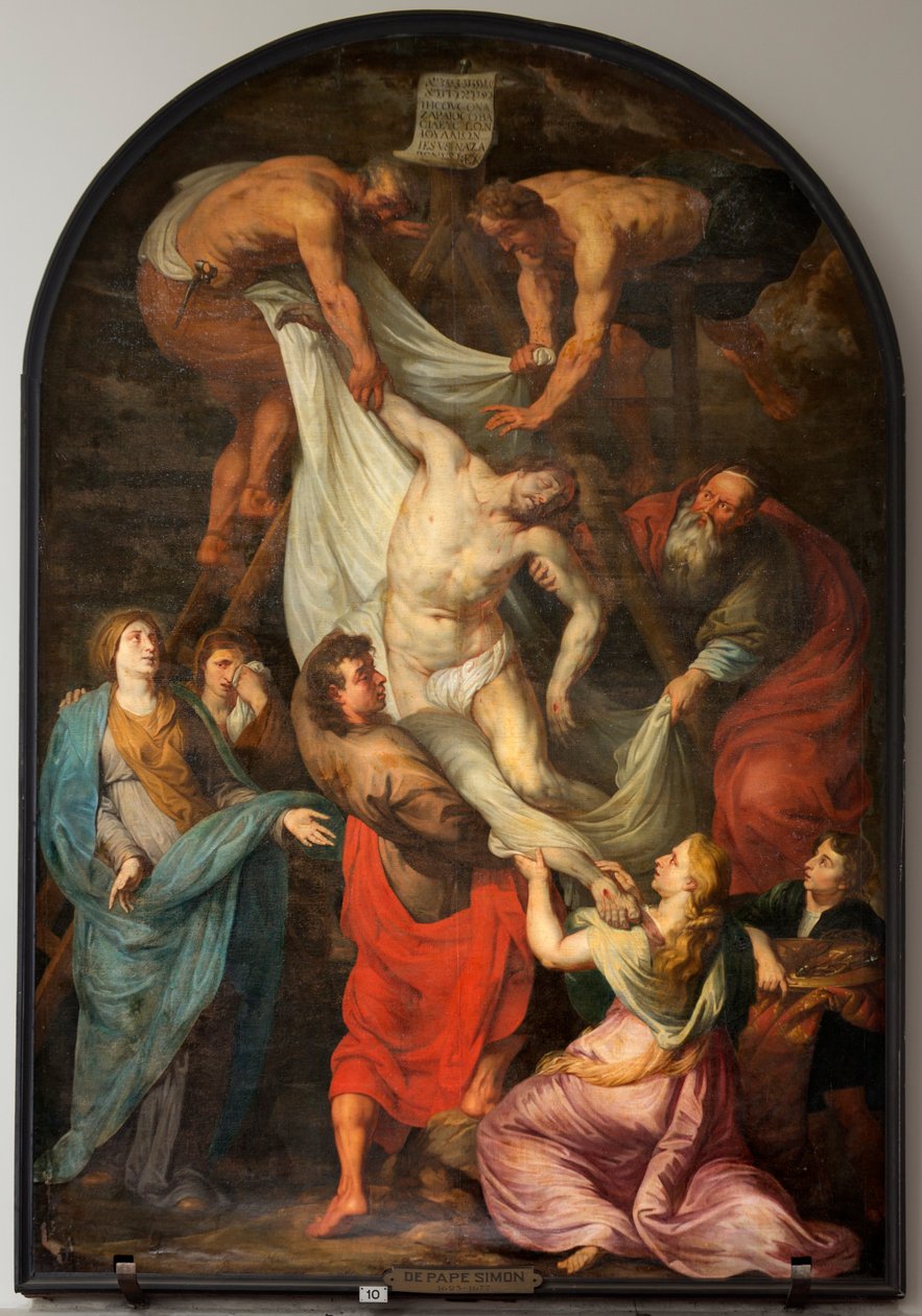 Igreja paroquial (Sint-Walburgakerk). Pintura "Descida da Cruz". Simon De Pape. Copie para PPRubens. Meados do século XVII. de Simon II de Pape