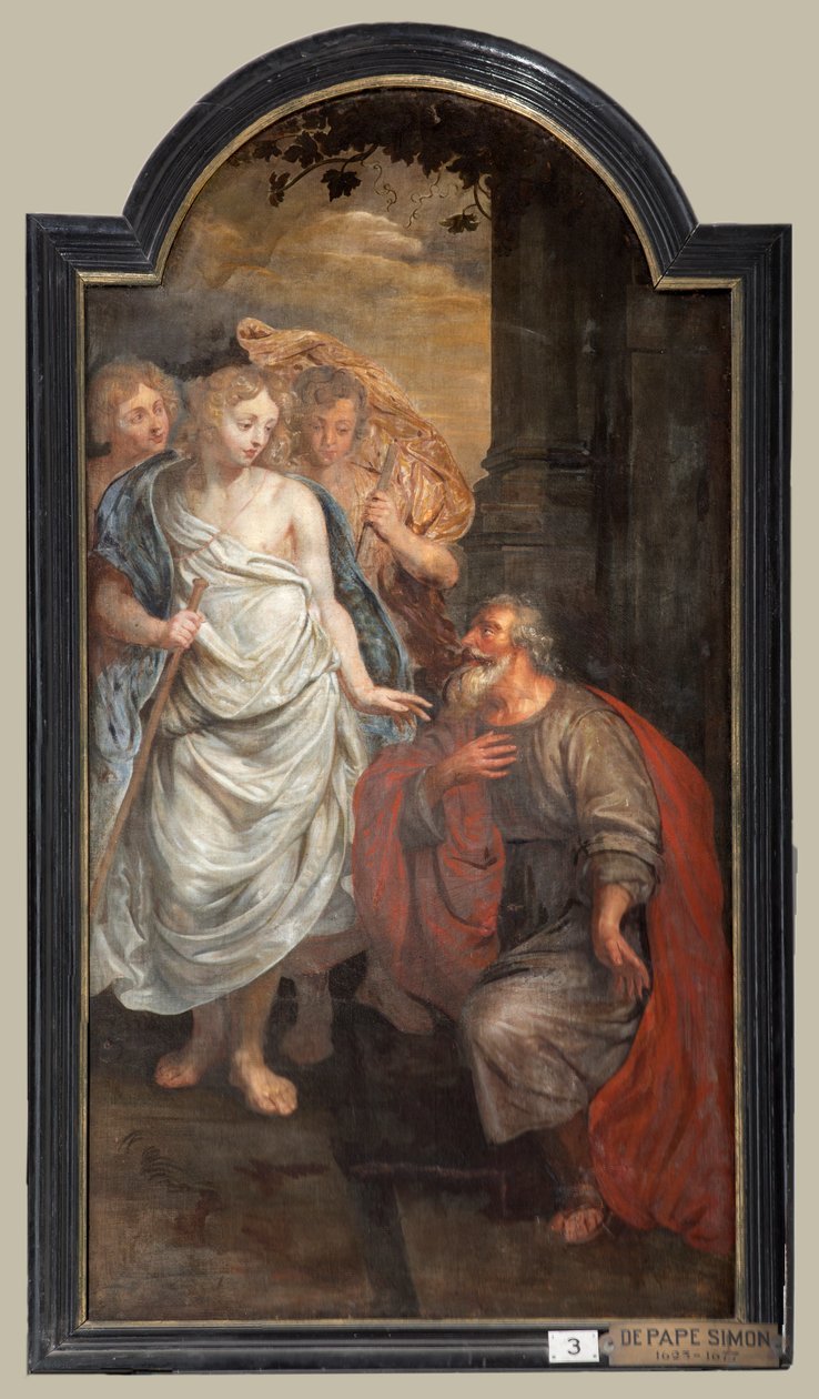 Igreja paroquial (Sint-Walburgakerk). Pintura, tríptico. Simon De Pape (?). Redenção dos escravos cristãos para os turcos. de Simon II de Pape